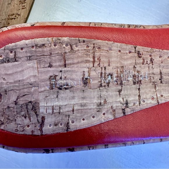 Antonio Melani Logan Orange Leather Cork Wedge Sandals Slides Women's Size 7.5 M - Picture 3 of 13